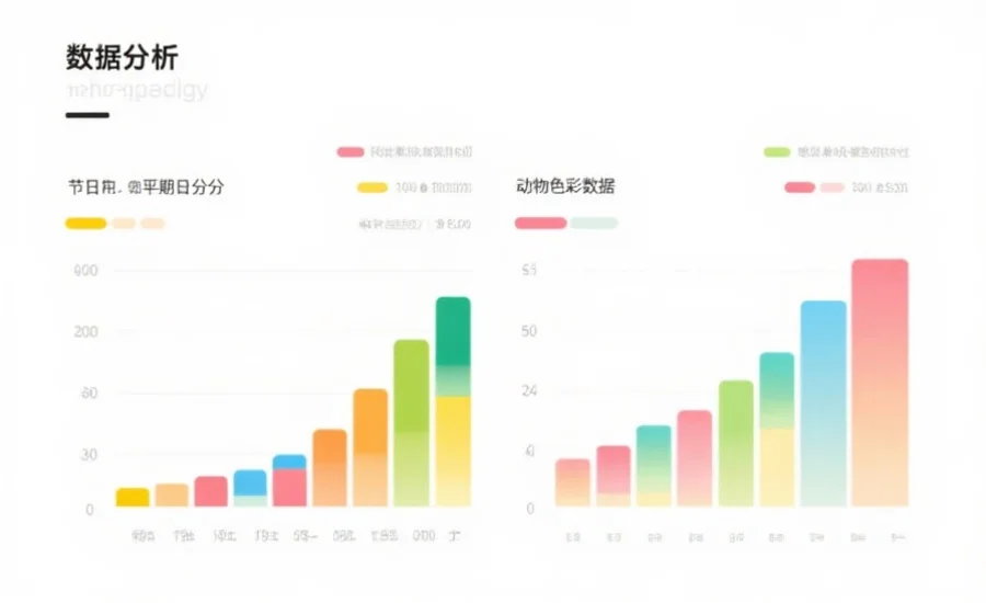 一张简洁的数据分析图表，展示节假日与普通日分分动物彩数据分布的对比，突出趋势变化